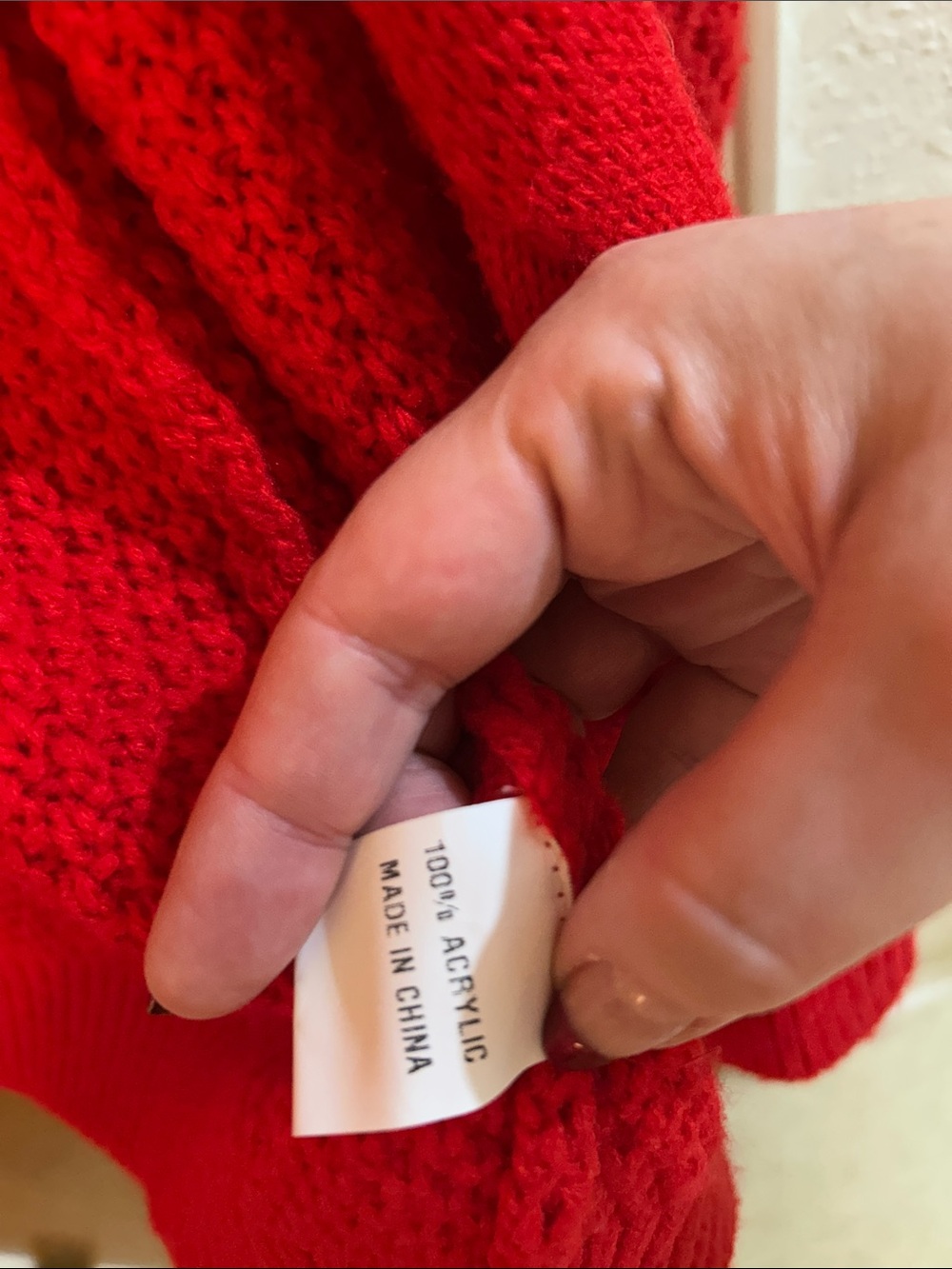 Red Open-Front Cable Trim Cardigan Sweater. M - Picture 3 of 4